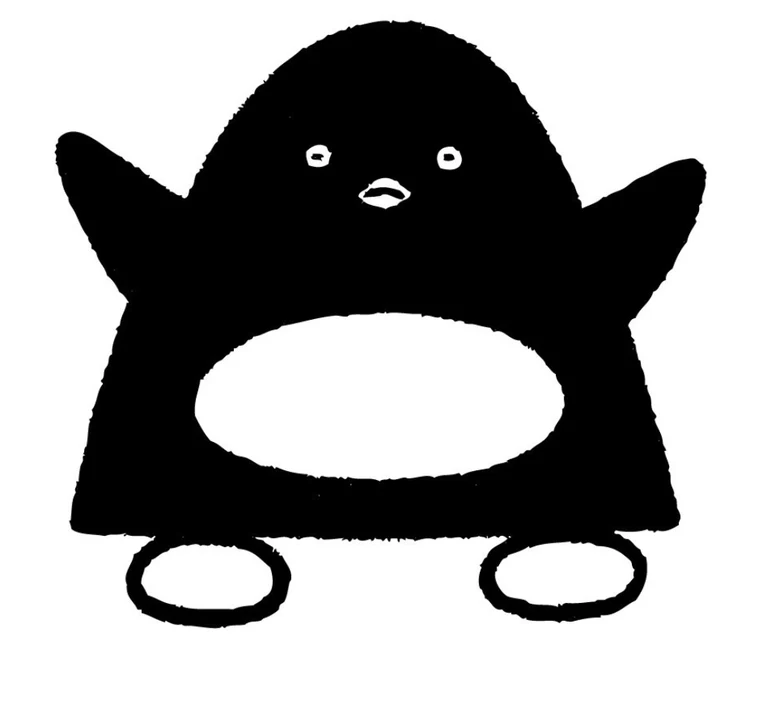 両手を広げたペンギンのイラスト。
